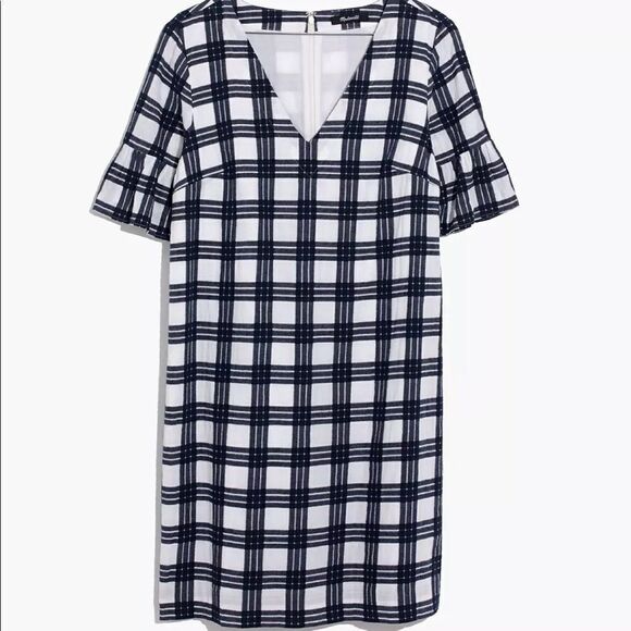 MADEWELL navy plaid shift dress sz 00 - Picture 1 of 9